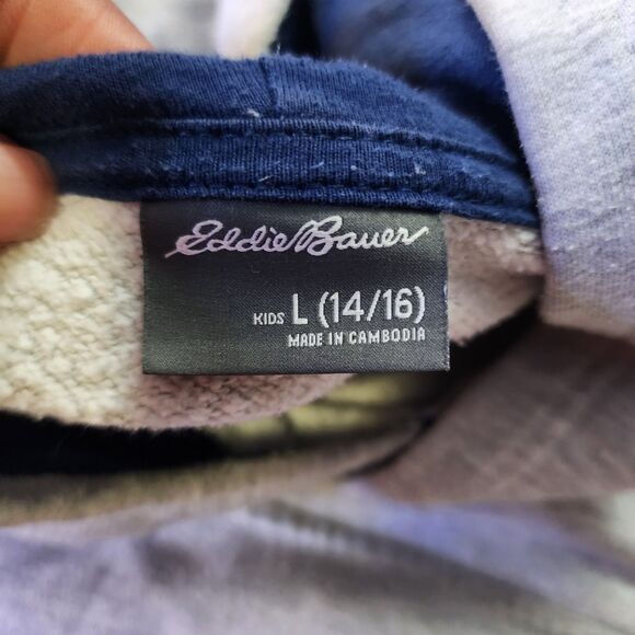 Eddie Bauer Hoodie Boys Large Grey Explore Graphic Print Fleece Pullover - Picture 5 of 10